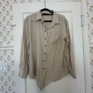 Men's Beige Button-Up Shirt